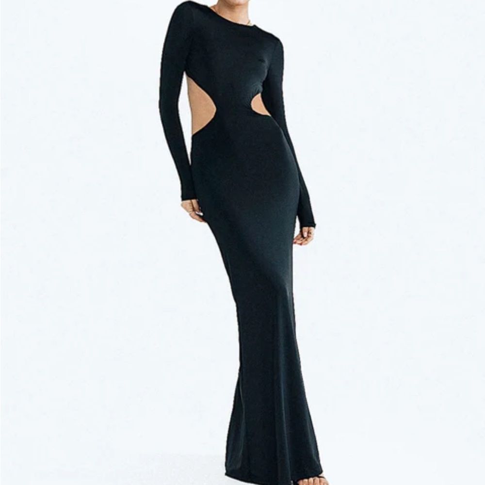 Princess Polly Heusten Cut-Out Maxi Dress Black US0/AU4